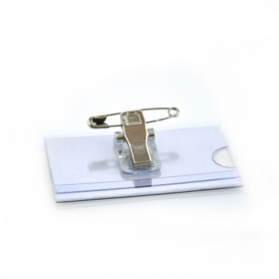 Ecuson transparent Office box, cu ac si clip, 43x62 mm